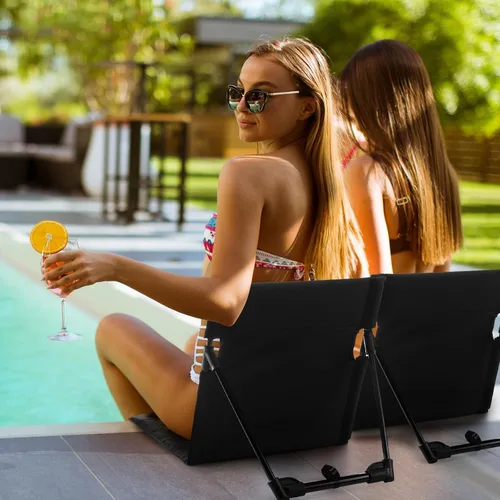 Miniatura 5 de Karenhi Sillas plegables junto a la piscina para borde de la piscina, sillas de playa portátiles con soporte trasero, asientos plegables de piscina