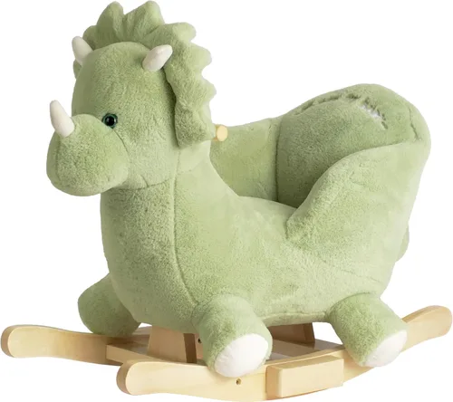 Rock My Baby Caballo mecedor dinosaurio verde con silla, balancín de peluche para niños pequeños de 1 a 3 años, balancín de bebé con música dulce,