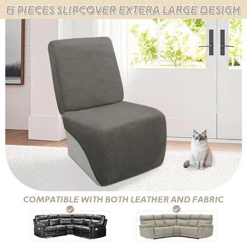 Miniatura 368 de Arfntevss Fundas de sofá seccional reclinable de terciopelo, Funda de sofá seccional de esquina para sofá reclinable, Funda elástica suave