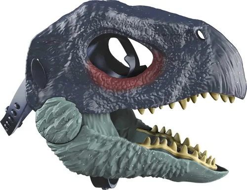 Miniatura 5 de Mattel Jurassic World Dominion Máscara de dinosaurio, juguete de dinosaurio Therizinosaurus y accesorio de disfraz con mandíbula de apertura
