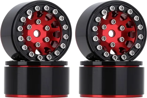 INJORA Llantas de rueda 1.0 RC Metal Beadlock Ruedas para AX24 1/18 TRX4M All 1/24 Escala Axial SCX24 Deadbolt RC Crawler Accesorios de Rojo