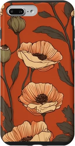 Miniatura 12 de iPhone 16 Floral Pattern Poppies Terracotta Poppy Flower Case