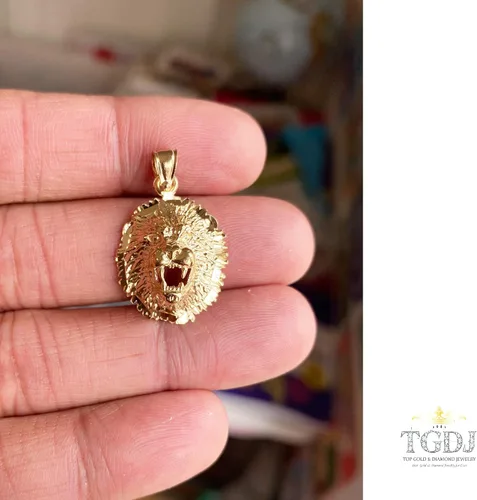 Miniatura 5 de TGDJ Colgante de león de oro amarillo de 14 quilates, Metal