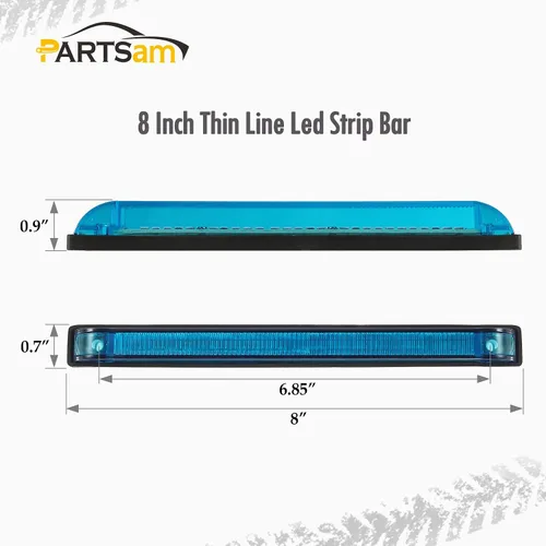 Miniatura 4 de Partsam 2 barras de luz azul de 30 LED de 8 pulgadas, luz de marcador de camión de remolque, 12 V de baja corriente, luces LED marinas de línea