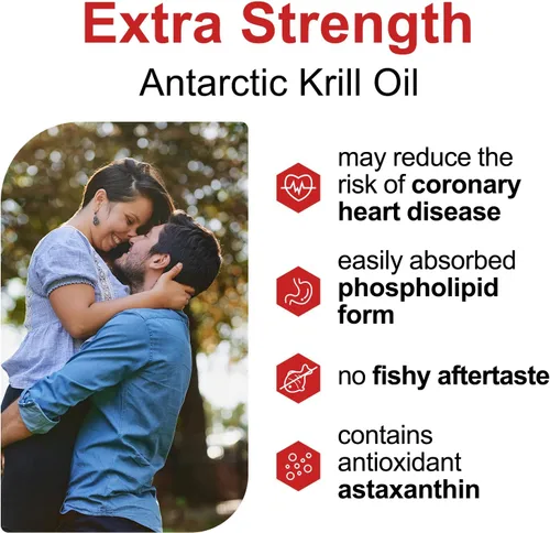 Miniatura 3 de Aceite de krill antártico – Aceite de krill omega 3 capturado en la naturaleza, 500 mg con EPA, DHA, astaxantina y fosfolípidos – Cerebro, corazón