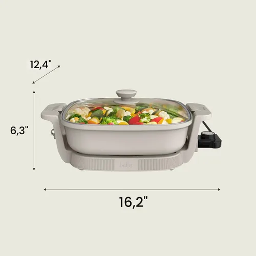 Miniatura 8 de Bella Make & Take Sartén eléctrica, menaje de cocina Fits-anywhere™, revestimiento cerámico EverGood™, tapa de vidrio templado ajustable y apta