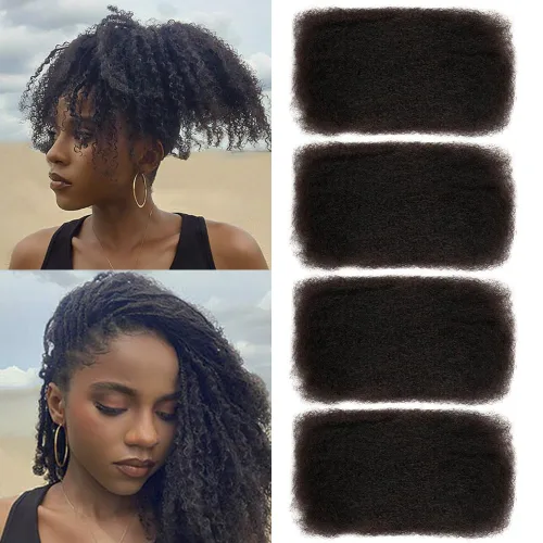 Miniatura 31 de FASHION IDOL Afro Kinkys - Cabello humano a granel para extensiones de rastas, reparación de Loc, trenzado, giro apretado, cabello humano afro