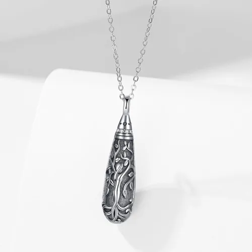 Miniatura 131 de Collar con colgante de urna de cenizas de cremación y árbol de la vida para mujer, plata de ley US1