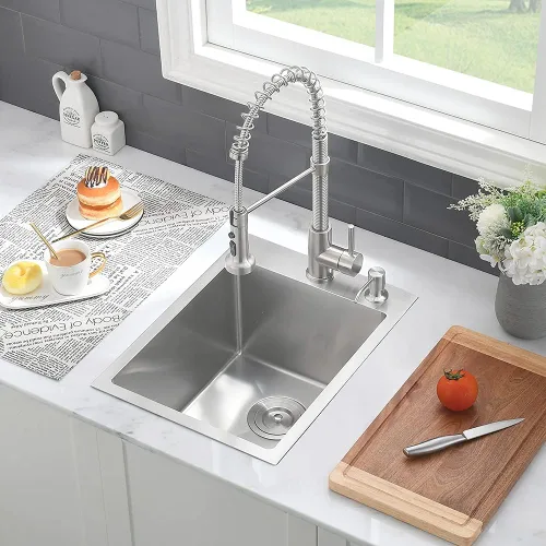 Miniatura 9 de Fregadero de barra de 15 pulgadas In-VASOYO de 15 x 20 pulgadas, fregadero de cocina pequeño de barra húmeda, fregaderos de autocaravana de acero
