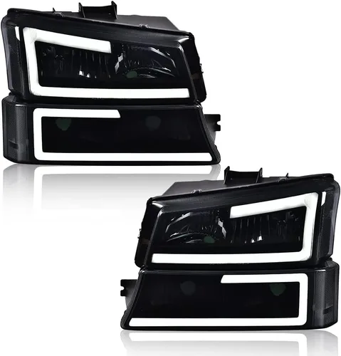 PIT66, juego de faros delanteros LED Lente ahumada negra con reflector transparente