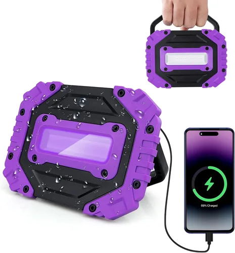 Miniatura 6 de roperry Paquete de 2 Luces Negras Recargables, 5000mAh Batería Inalámbrica Portátil Magnética, Luz Negra LED Ultravioleta de 395nm, Luz