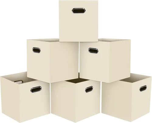 Miniatura 29 de Cubos de Almacenamiento Plegables Negros, Cajas de Almacenamiento de Tela, Organizadores de Cubos con Asas Duales para Organizador del Hogar, Juego