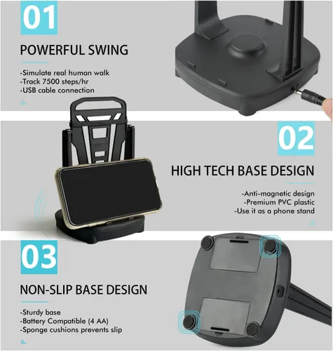 Miniatura 6 de Columpio para teléfono, balancín de teléfono, compatible con Pokemon Go Walker, accesorios para podómetro de teléfono celular