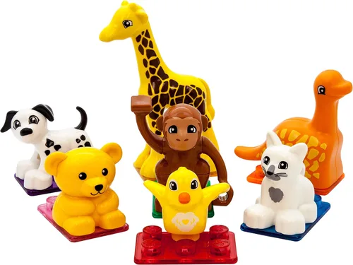 Miniatura 10 de PicassoTiles Juguetes de dinosaurio con tapete de juego de 32 piezas, juego de dinosaurios, kit de aprendizaje de actividades STEAM con libro Juego