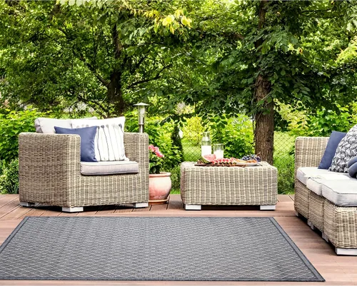 Miniatura 28 de Liora Manne Carmel - Alfombra tejida de perfil bajo de fácil cuidado para interiores y exteriores, color aguamarina, 6 pies 6 pulgadas x 9 pies 4