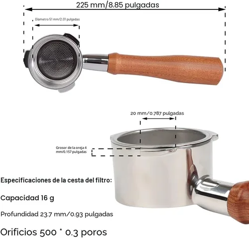 Miniatura 4 de 51mm Portafiltro sin fondo de 3 orejas compatible con CASABREWS CM5418 y serie 3700 con cesta de filtro de capacidad de doble disparo en acero