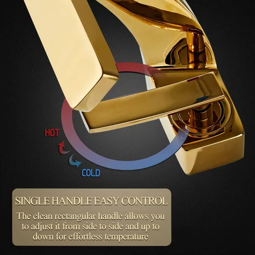 Miniatura 4 de becola Grifo de lavabo de baño de un solo agujero, grifo mezclador de agua fría y caliente de una sola manija, grifo de lavabo de tocador que Dorado