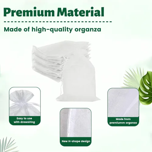 Miniatura 4 de YunKo - 50 bolsas de organza con cordón de 6 x 9 pulgadas, bolsas de malla para joyas, regalos, bolsas de protección para frutas, bolsa de regalo