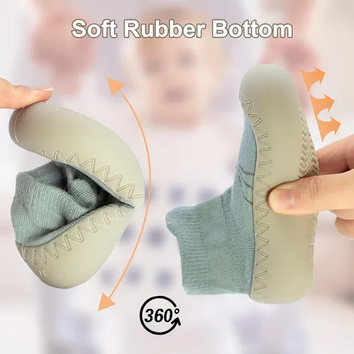 Miniatura 2 de 2 pares de zapatos antideslizantes estilo caroon para bebés, zapatos para niños y niñas, zapatos para caminar, zapatos de goma suave con pantuflas