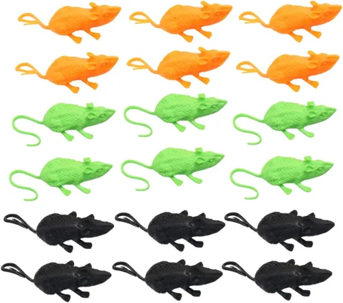 IMIKEYA 18 piezas de Halloween simulados de ratón, broma de truco para decoraciones de Halloween, ratones suaves realistas y colores para ambiente
