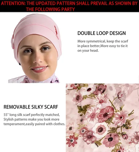 Miniatura 4 de Forro de algodón de bambú para mujer, con bufandas sedosas para el cáncer, pérdida de cabello, gorras de sueño