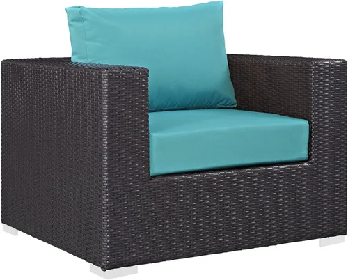 Miniatura 38 de Modway EEI-1911-EXP-ORA Convene - Muebles otomanos cuadrados de tela para patio, muebles de exterior, color naranja espresso Espresso Naranja