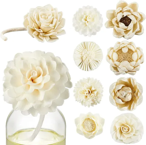Miniatura 8 de Waydress 15 Piezas Difusor Flores Sola Mixtas Material Natural Aromaterapia Varillas Flores de Madera Decorativas Aromaterapia Colocación de Flores