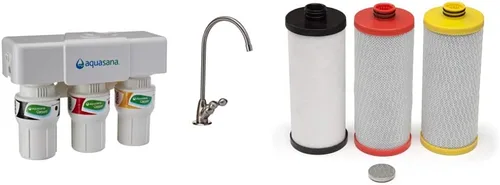 Aquasana Sistema de filtro de agua de 3 etapas para debajo del fregadero + cartuchos de filtro de repuesto