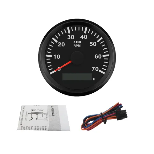 Miniatura 5 de ELING Tacómetro de motor 7000 RPM Medidor REV Contador con medidor de horas para coche barco 3.346 in 12V 24V con retroiluminación Negro+Negro