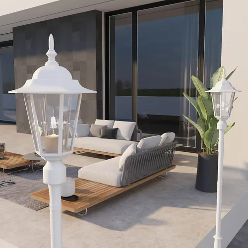 Miniatura 7 de Luces de poste para exteriores, lámpara de poste con enchufe E26, linterna exterior blanca con pantalla de vidrio transparente, iluminación exterior