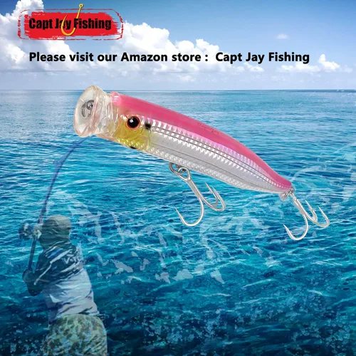 Miniatura 4 de Señuelos de popper de agua salada señuelos flotantes de pesca en la superficie Señuelos flotantes de pesca en la superficie, Poppers, Señuelos