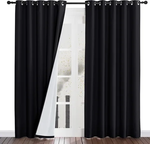 Miniatura 20 de NICETOWN Cortinas de Lino Sintético Angora con Barrera de Sonido que Aísla el Polvo, 100% Opacas, de 84 Pulgadas de Largo, 1 Panel, Cortinas