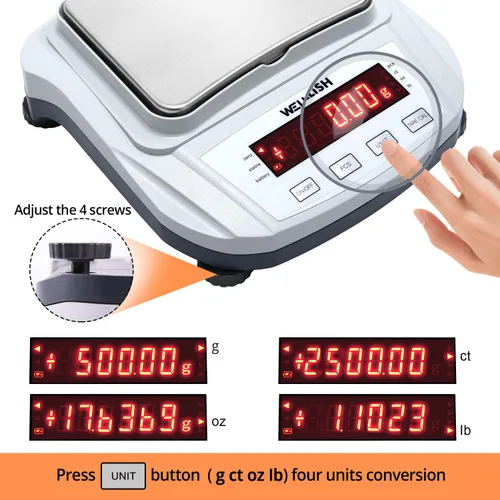 Miniatura 5 de Báscula de laboratorio 21.16 oz/0.00 oz Báscula digital de alta precisión con pesos de 17.64 oz Balanza analítica Balanza electrónica para pesaje