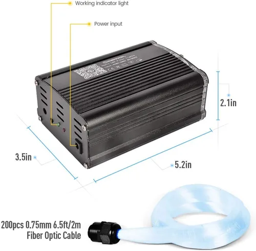Miniatura 6 de GIDERWEL Luz inteligente de fibra óptica controlada por aplicación, kit de techo RGBW Starlight con control remoto, 200 cables de fibra óptica