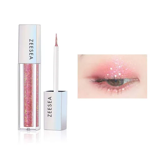 Miniatura 4 de zeesea Sombra de ojos líquida de color galaxia con purpurina, maquillaje de ojos deslumbrante, alta pigmentación y larga duración