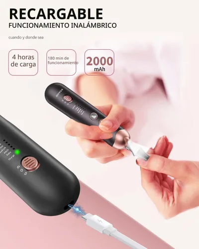 Miniatura 3 de Kit profesional de manicura y pedicura, juego de limas eléctricas inalámbricas, herramientas de pedicura recargables para pies, 5 velocidades