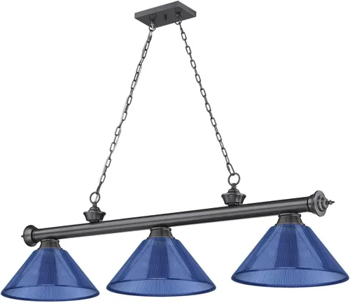 Miniatura 7 de Z-Lite 2306-3BP-ARDB - Colgante de billar con cordón, 3 luces, 180 vatios totales, chapado en bronce