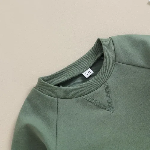Miniatura 82 de Conjunto de ropa de otoño e invierno para bebé niño pequeño, sudadera de manga larga con colores contrastantes, pantalones elásticos para recién