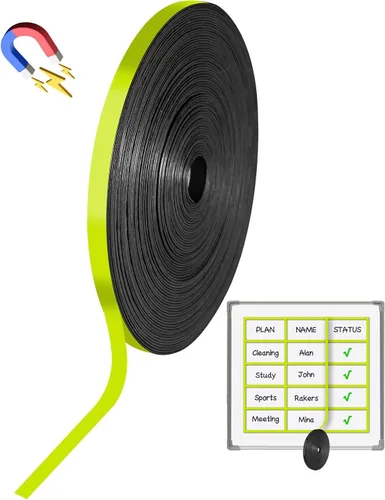 Miniatura 10 de Magnetic Tape Roll, 30ft x 1/4 Inch Magnet Tape for Whiteboard, Reusable Magnetic Whiteboard Borders & Dividers for Classroom, Office, Art (Black)
