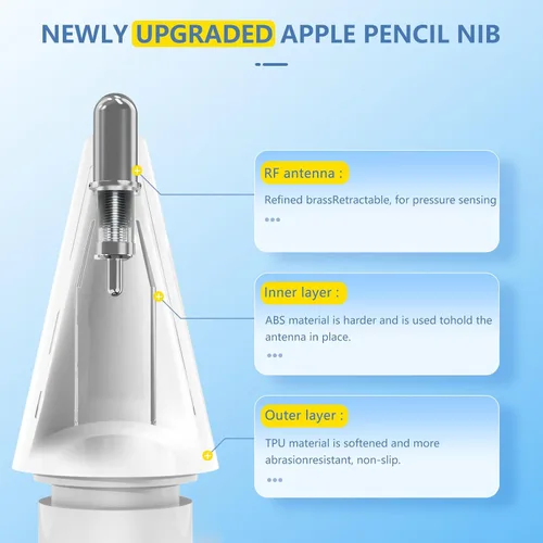 Miniatura 4 de Paquete de 2+6 puntas para lápiz Apple, puntas de lápiz de repuesto mejoradas para Apple Pencil de 2ª generación y Apple Pencil de 1ª