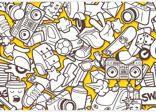 Miniatura 2 de wall26 - Patrón urbano de graffiti vectorial - Decoración de pared de arte en lienzo - 100x144 pulgadas Obra de arte - Ca96