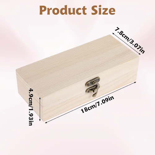Miniatura 2 de AHQiZFX 1 Pack Caja de madera sin terminar con tapa con bisagras y cierre frontal, caja de joyería de madera sin pintar para proyectos de arte DIY