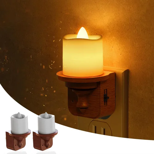 Miniatura 15 de L LOHAS LED - Luz de noche en forma de vela sin llama, luz nocturna enchufable, sensor de crepúsculo a amanecer regulable con rotación de 350°
