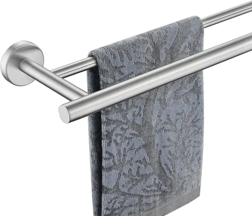 Miniatura 13 de JQK - Barra doble para toallas de baño, oro cepillado de 30 pulgadas, toallero de acero inoxidable 304 de 0.8 mm de espesor para baño, soporte