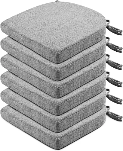 Miniatura 19 de Wellsin Cojines para sillas de comedor, 4 unidades, cojines para sillas de cocina con lazos y base antideslizante, almohadillas para sillas de Azul