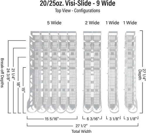 Miniatura 2 de Visi-Slide - Dispensador de bebidas de soda de 20 onzas, deslizamiento alimentado por gravedad para estantes angulares para refrigeradores