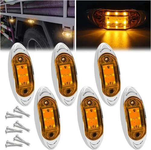 Miniatura 9 de Luz LED de marcador lateral para camión, 6 LED, lámpara de marcador de liquidación para camión resistente, remolque, caravana, cabina, barco