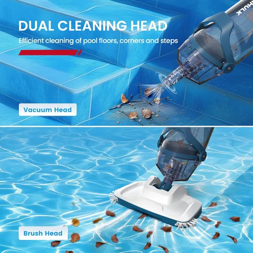 Miniatura 3 de ENHULK Aspiradora de piscina para piscina sobre el suelo, cabezal mejorado de 13.4 pulgadas de ancho y poste telescópico, potente succión de 18.5