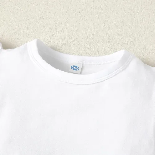 Miniatura 5 de 12M-14Y - Camiseta de algodón para niñas pequeñas, color sólido, blusa con volantes, camiseta casual de algodón