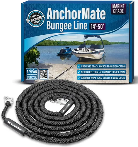 AnchorMate - Cuerda elástica de anclaje que se estira para absorber las olas y las ráfagas de viento y evita que el ancla se desaloje | Ata, amarre
